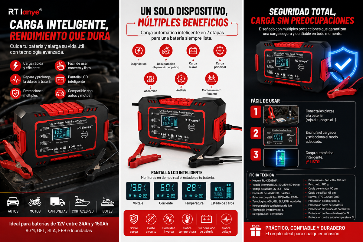 Cargador Bateria Carro Iniciador Cable